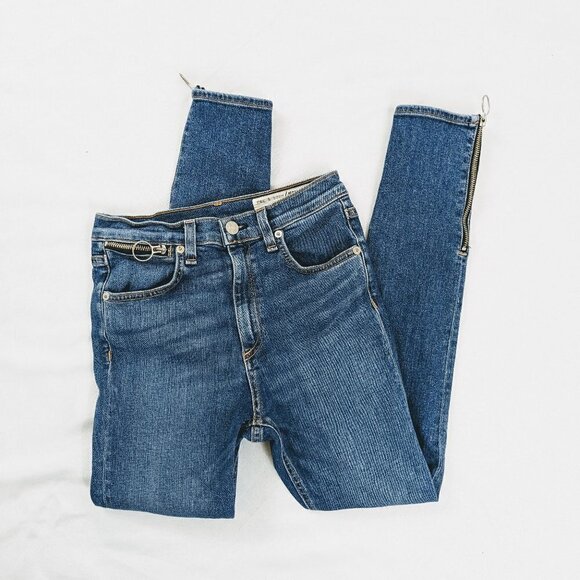 Rag & Bone Zipper Cuff Skinny Jeans Women's Size 26 - Picture 1 of 5
